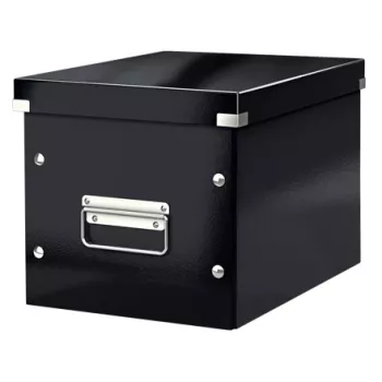 Leitz Click & Store WOW Cube Medium Storage Box, laikymo dėžė, juoda, stačiakampio formos, kartoninė, vienspalvė, skirta naudoti patalpose