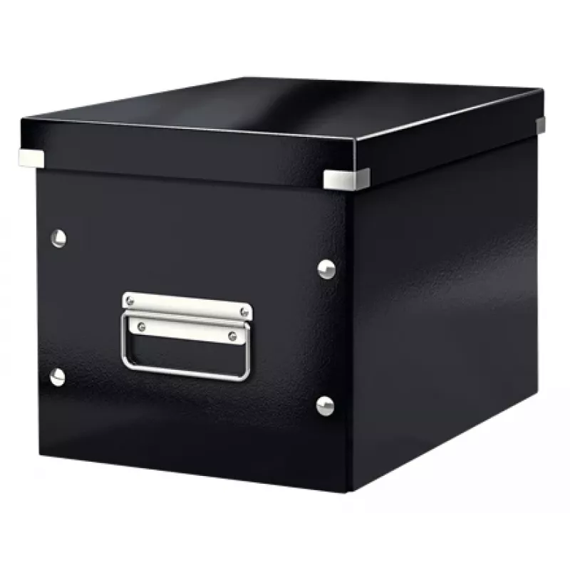 Leitz Click & Store WOW Cube Medium Storage Box, laikymo dėžė, juoda, stačiakampio formos, kartoninė, vienspalvė, skirta naudoti patalpose