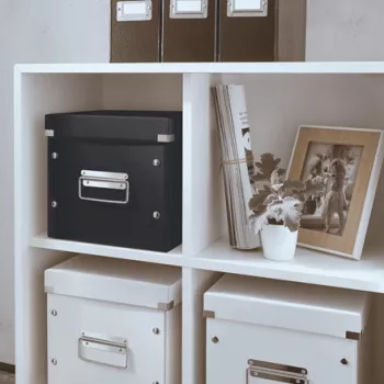 Leitz Click & Store WOW Cube Medium Storage Box, laikymo dėžė, juoda, stačiakampio formos, kartoninė, vienspalvė, skirta naudoti patalpose