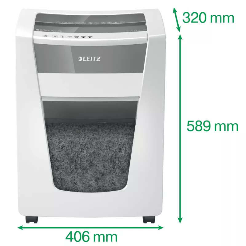 Leitz IQ Office Pro popieriaus smulkintuvas P5, mikropjovimas, 23 cm, 2 x 15 mm, 30 l, 300 lapų, 55 dB