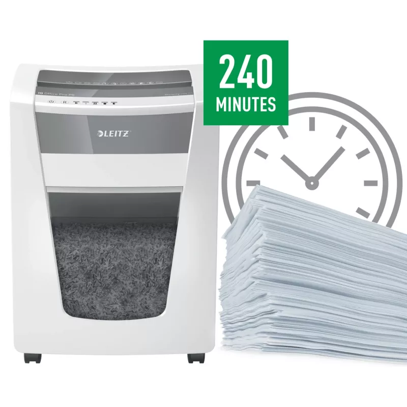 Leitz IQ Office Pro popieriaus smulkintuvas P5, mikropjovimas, 23 cm, 2 x 15 mm, 30 l, 300 lapų, 55 dB