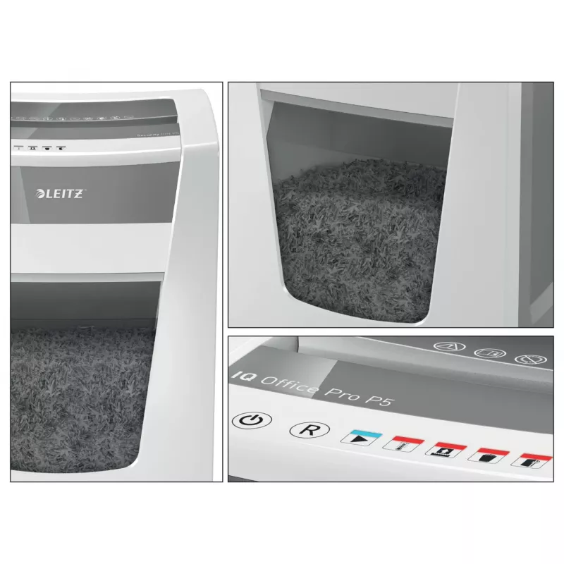 Leitz IQ Office Pro popieriaus smulkintuvas P5, mikropjovimas, 23 cm, 2 x 15 mm, 30 l, 300 lapų, 55 dB