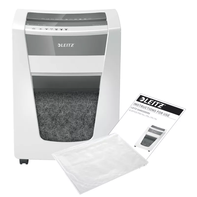 Leitz IQ Office Pro popieriaus smulkintuvas P5, mikropjovimas, 23 cm, 2 x 15 mm, 30 l, 300 lapų, 55 dB