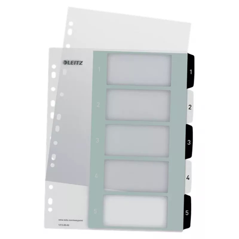 Leitz Indices Printable PP A4+ 1-5 WOW White/Juoda