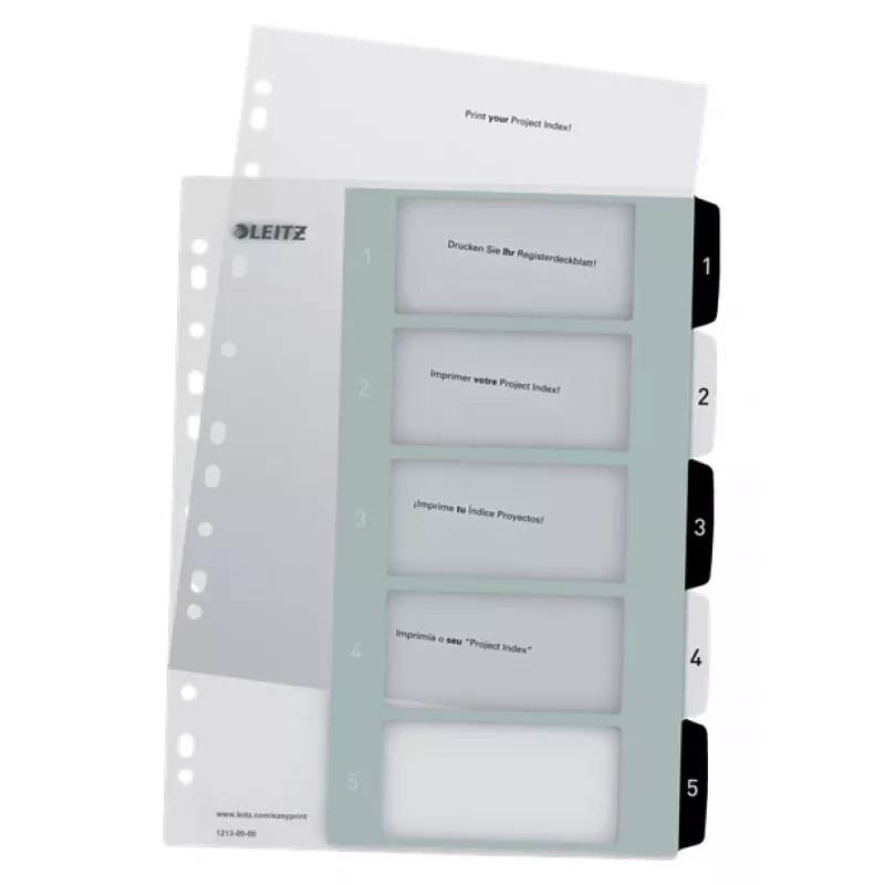 Leitz Indices Printable PP A4+ 1-5 WOW White/Juoda