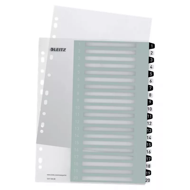 Leitz Skiriamieji lapai spausdinami PP A4+ 1-20 WOW balta/juoda