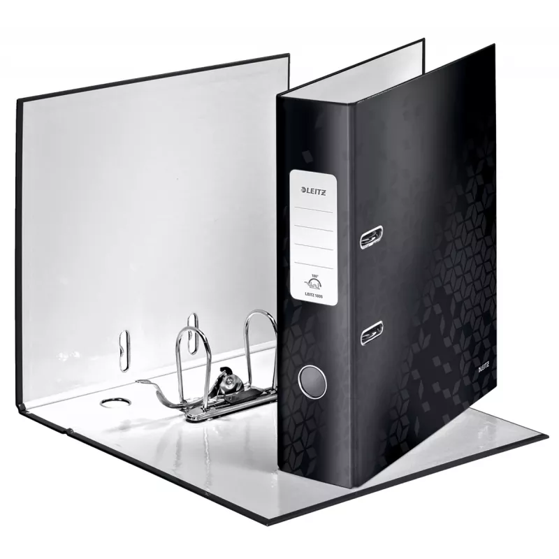 Leitz Lever Arch File 180° WOW POB/Laminated A4/80mm, A4, Carton, Juoda, 600 sheets, 80 g/m², 8 cm