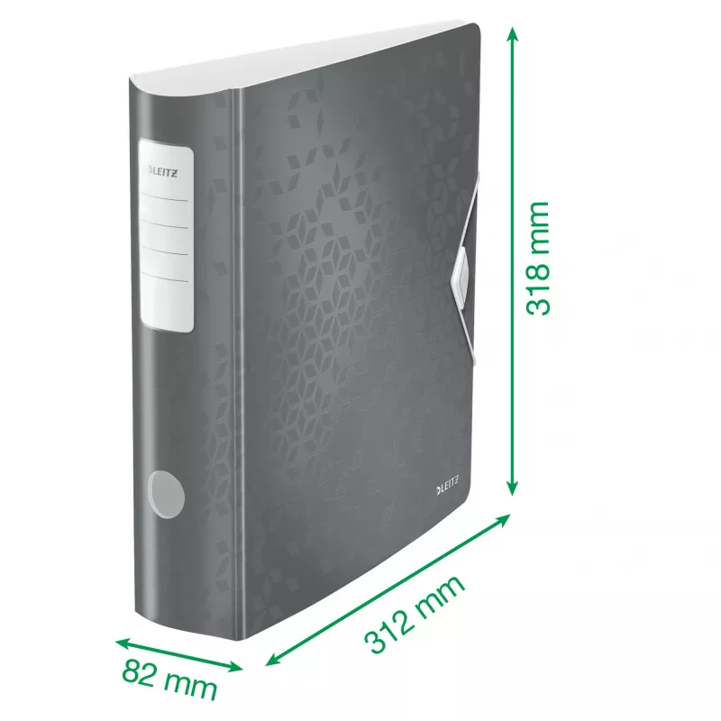 Leitz svirties segtuvas Active PP WOW A4/80 mm, A4, D formos žiedai, Saugojimui, Poliputo putos, Baltas, 500 lapų