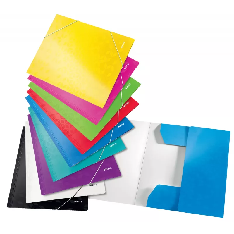 Leitz 3 atvartų aplankas WOW Card/POB A4, atvartinis aplankas, A4, polipropilenas (PP), juodas, 150 lapų, elastinė juosta