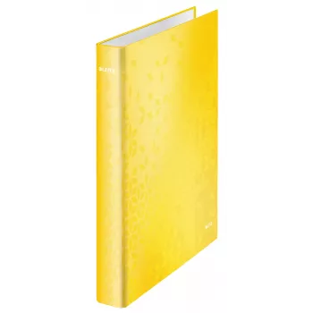 Leitz Ringbinder WOW Laminuotas A4+ 2DR/25mm, A4+, D-formos žiedai, Kartonas, Geltonas, 250 lapų, 80 g/m²