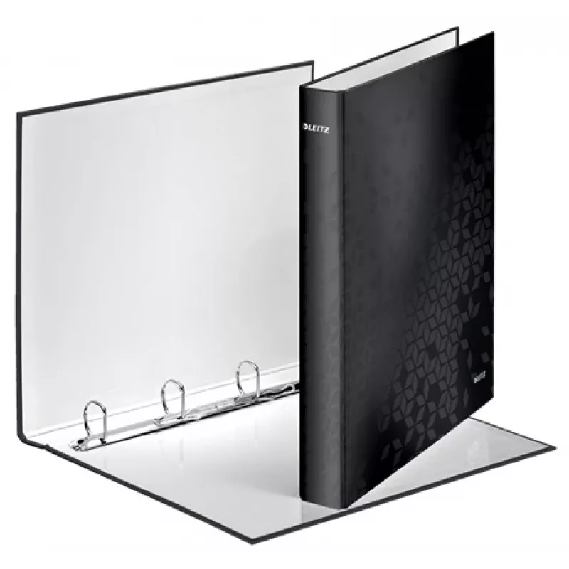 Leitz Ringbinder WOW Laminuotas A4+ 4DR/25mm, A4, Apvalus žiedas, Laikymui, Kartonas, Juoda, Blizgus