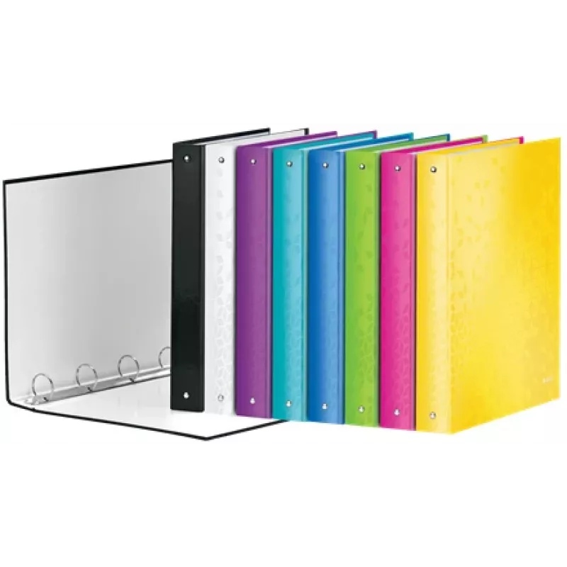 Leitz Ringbinder WOW Laminuotas A4+ 4DR/25mm, A4, Apvalus žiedas, Laikymui, Kartonas, Juoda, Blizgus