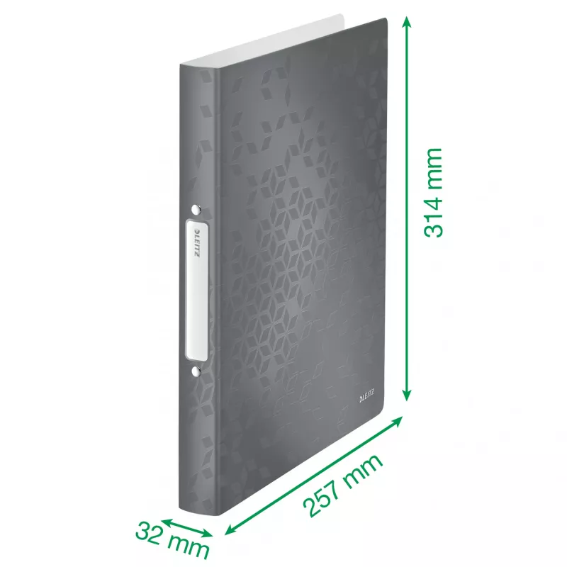 Leitz segtuvas WOW PP A4 2 žiedai/25mm, A4, Apvalus žiedas, Polipropilenas (PP), Juoda, 190 lapų, 80 g/m²