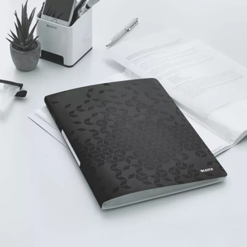 Leitz WOW PP dokumentų įdėklas, 20 kišenių, juodas, polivinilchloridas (PVC), 20 kišenių, A4, 231 mm, 13 mm