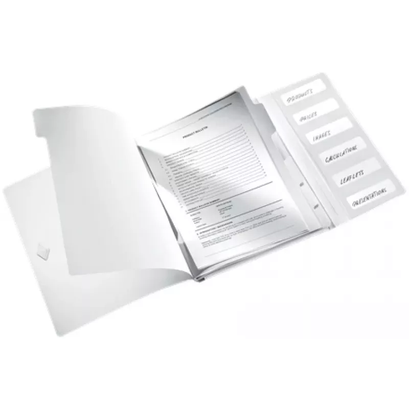 Leitz Divider Book WOW PP 6 skirtukai, Įprastas dokumentų segtuvas, A4, Polipropilenas (PP), Balta, Blizgus, 200 lapų