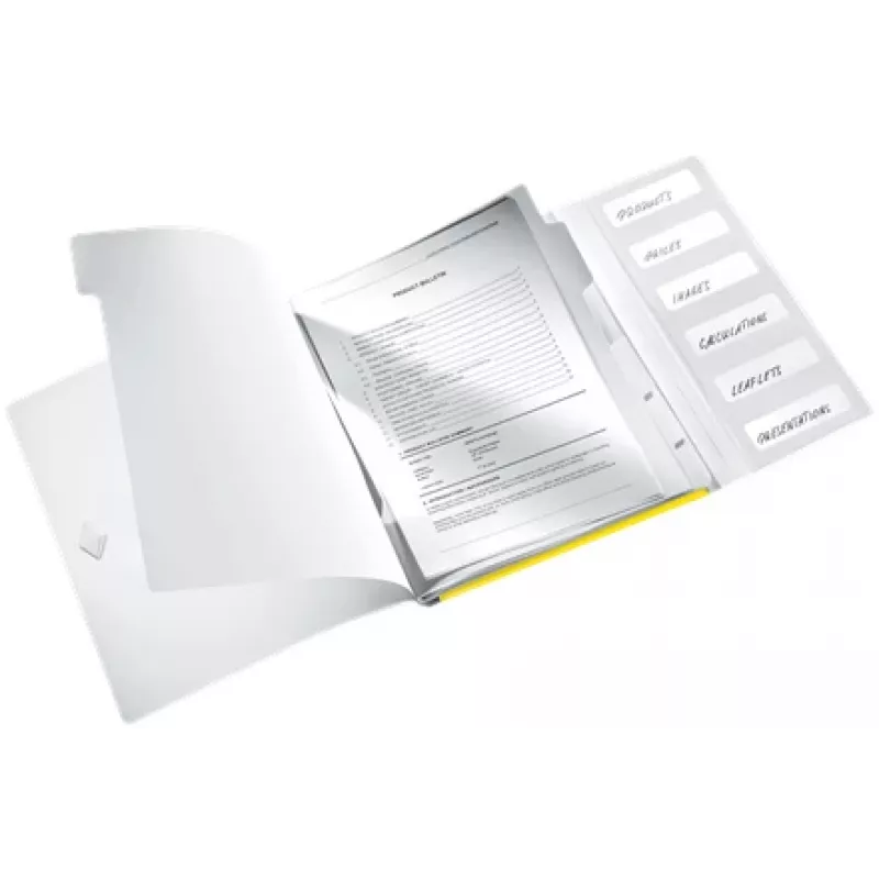 Leitz Divider Book WOW PP 6 skirtukai, įprastas dokumentų segtuvas, A4, polipropilenas (PP), geltonas, blizgus, 200 lapų