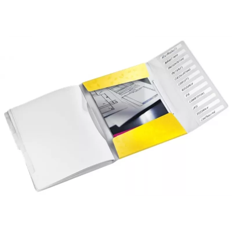 Leitz skirtukų knygelė WOW PP 12 skirtukų, A4, polipropilenas (PP), geltona, 200 lapų, 80 g/m², 265 mm