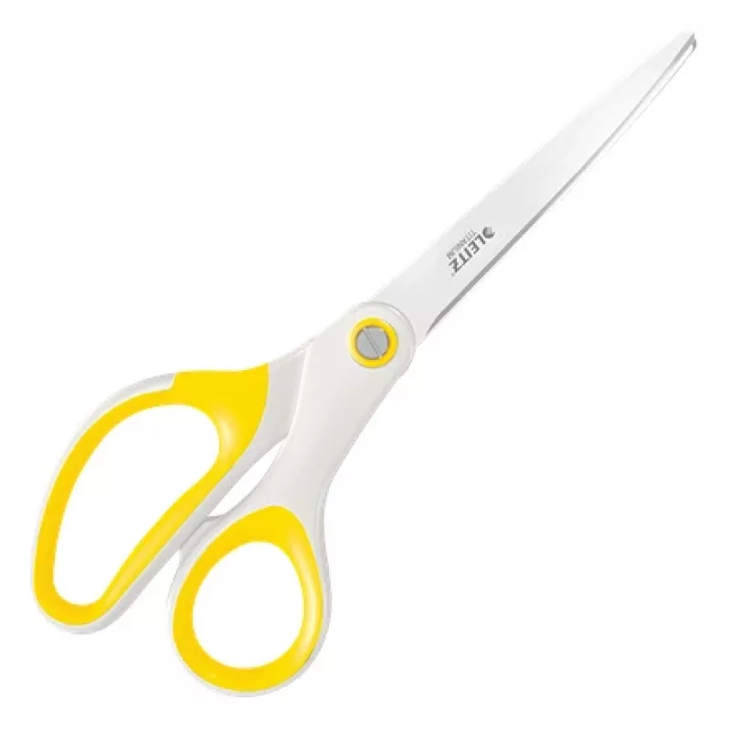 Leitz WOW Titanium Office Scissors 205 mm, Adult, Straight cut, Single, White, Geltona, Stainless steel, Office scissors