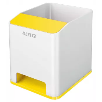 Leitz Sound Pen Holder WOW, balta, geltona, polistirenas, 90 mm, 101 mm, 100 mm, 140 g