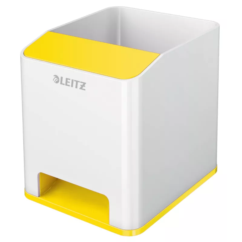 Leitz Sound Pen Holder WOW, balta, geltona, polistirenas, 90 mm, 101 mm, 100 mm, 140 g