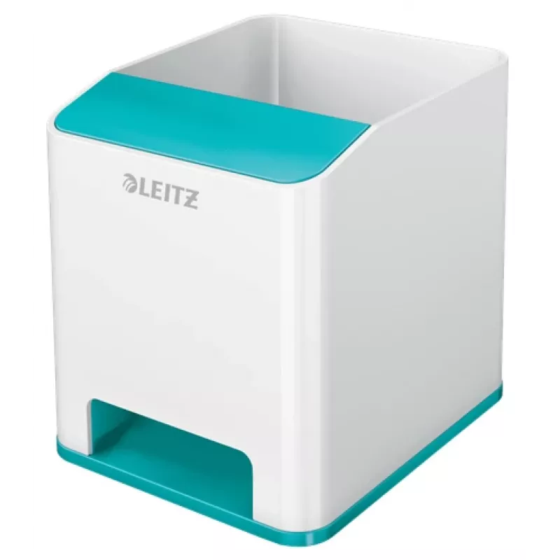 Leitz garsą stiprinantis rašiklių laikiklis WOW, mėlynas, baltas, polistirenas (PS), 90 mm, 101 mm, 100 mm, 140 g