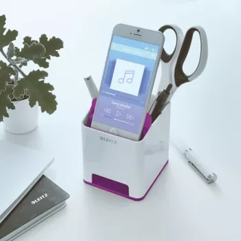 Leitz Sound Pen Holder WOW, violetinė, polistirenas (PS), 90 mm, 101 mm, 100 mm, 140 g