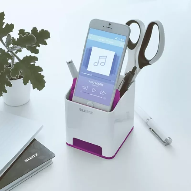 Leitz Sound Pen Holder WOW, violetinė, polistirenas (PS), 90 mm, 101 mm, 100 mm, 140 g
