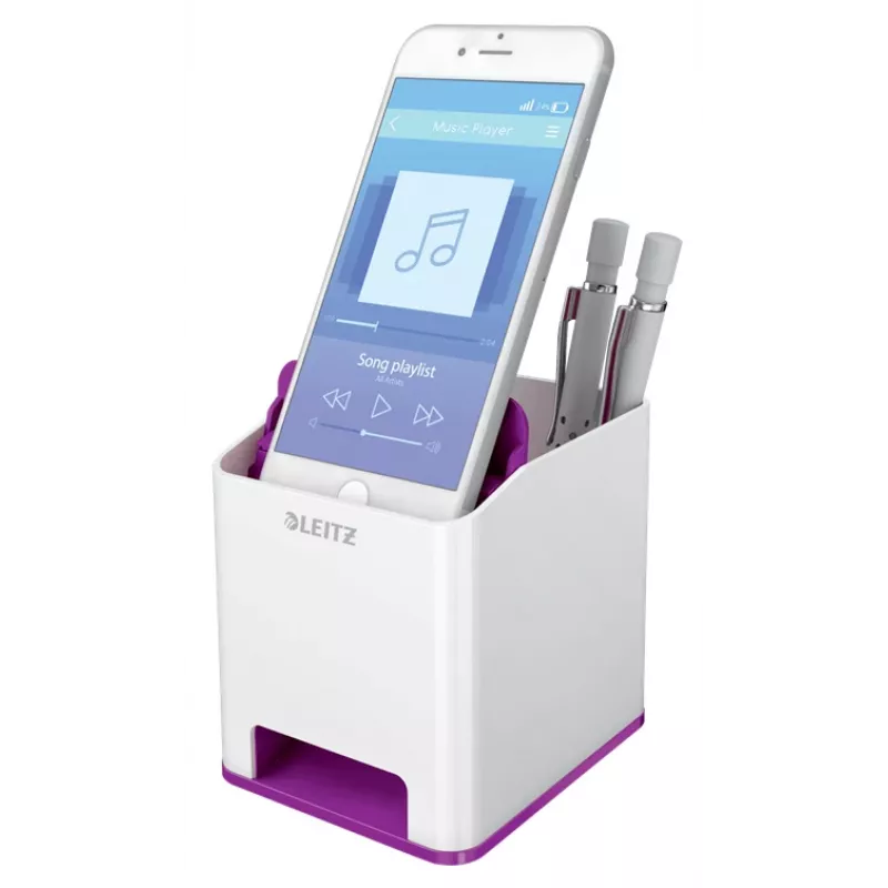 Leitz Sound Pen Holder WOW, violetinė, polistirenas (PS), 90 mm, 101 mm, 100 mm, 140 g