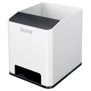 Leitz Sound Pen Holder WOW, juoda, balta, polistirenas, 90 mm, 101 mm, 100 mm, 140 g