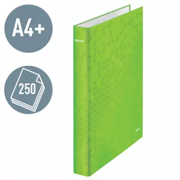 Leitz segtuvas WOW Laminuotas A4+ 2D/25 mm, A4+, D formos žiedas, Kartonas, Žalias, 250 lapų, 80 g/m²