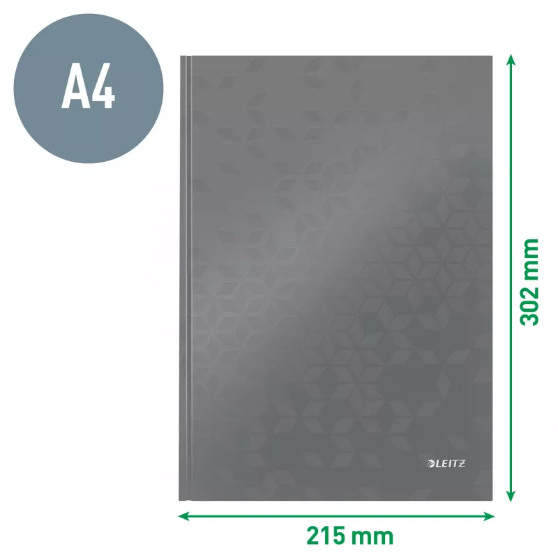 Leitz WOW sąsiuvinis A4 languotas kietu viršeliu 90g/80 lapų, Raštuotas, Žalias, A4, 80 lapų, 80 g/m², Languotas popierius