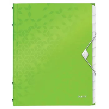 Leitz skirstytuvas WOW PP 12 skyrių, A4, polipropilenas (PP), žalias, 200 lapų, 80 g/m², 265 mm