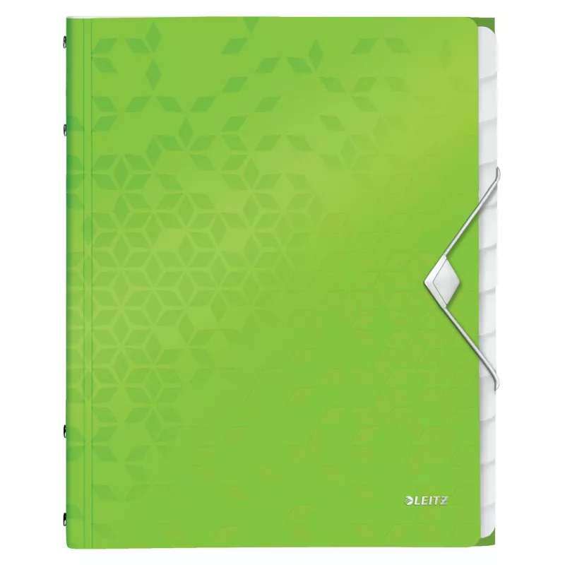 Leitz skirstytuvas WOW PP 12 skyrių, A4, polipropilenas (PP), žalias, 200 lapų, 80 g/m², 265 mm