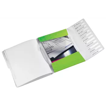 Leitz skirstytuvas WOW PP 12 skyrių, A4, polipropilenas (PP), žalias, 200 lapų, 80 g/m², 265 mm