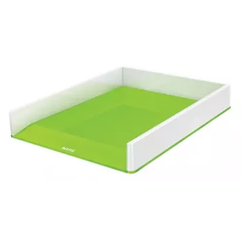 Leitz WOW dviejų spalvų laiškų dėklas, plastikinis, žalias, baltas, A4, 267 mm, 336 mm