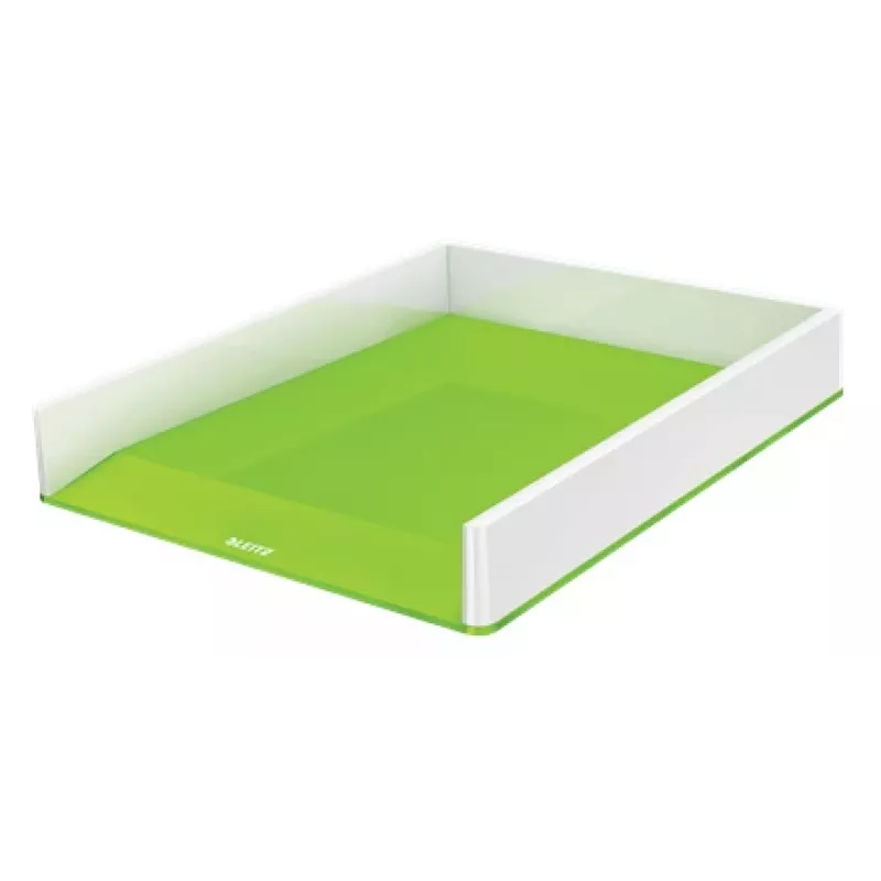 Leitz WOW dviejų spalvų laiškų dėklas, plastikinis, žalias, baltas, A4, 267 mm, 336 mm