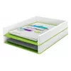 Leitz WOW dviejų spalvų laiškų dėklas, plastikinis, žalias, baltas, A4, 267 mm, 336 mm