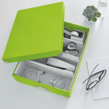 Leitz Click & Store WOW Vidutinė tvarkymo dėžutė, Laikymo dėžutė, Žalia, Stačiakampė, Kartonas, Vienspalvė, Vidaus
