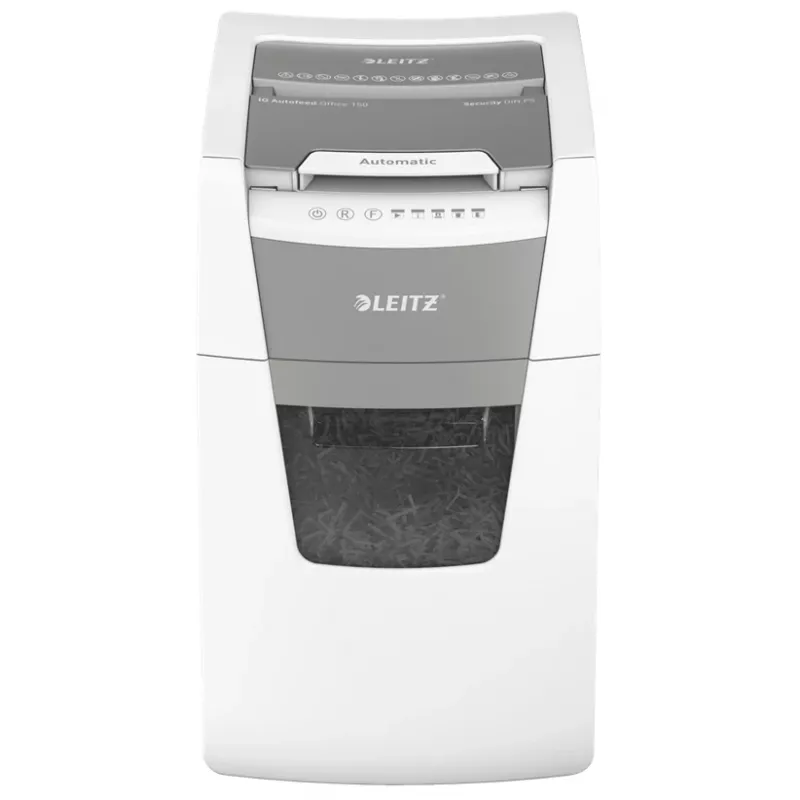 Leitz IQ Autofeed Office 150 automatinis popieriaus smulkintuvas P5, mikro pjovimas, 22 cm, 2 x 15 mm, 44 l, 500 lapų, 55 dB