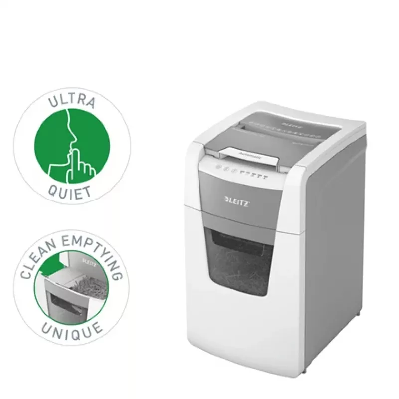 Leitz IQ Autofeed Office 150 automatinis popieriaus smulkintuvas P5, mikro pjovimas, 22 cm, 2 x 15 mm, 44 l, 500 lapų, 55 dB