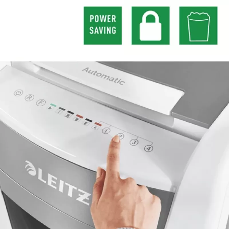 Leitz IQ Autofeed Office 300 automatinis popieriaus smulkintuvas P5, mikropjovimo smulkinimas, 22 cm, 2 x 15 mm, 60 L, 700 lapų, 55 dB