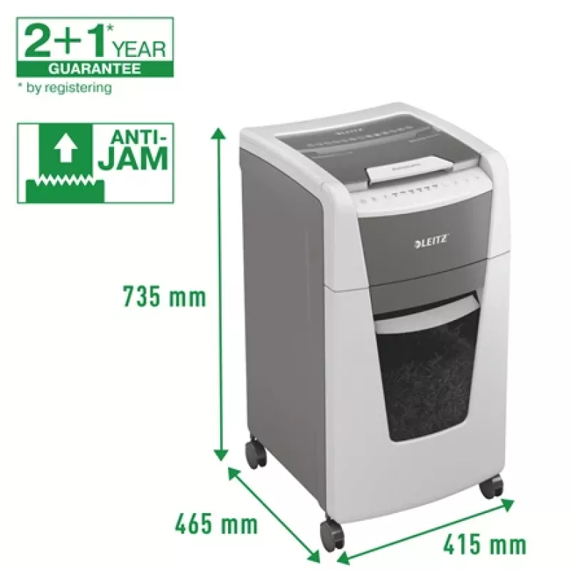 Leitz IQ Autofeed Office 300 automatinis popieriaus smulkintuvas P5, mikropjovimo smulkinimas, 22 cm, 2 x 15 mm, 60 L, 700 lapų, 55 dB