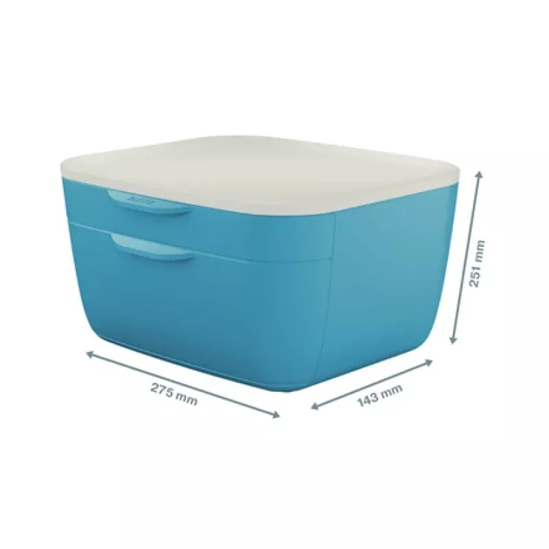 Leitz Cosy stalčių spintelė, 2 stalčiai (-ių), Polistirenas (PS), Mėlyna, Balta, 1 vnt., 251 mm, 143 mm