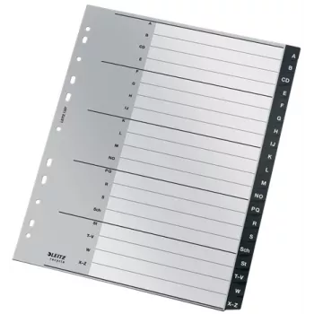 Leitz 12070000 abėcėlinis skirtukas Polipropilenas (PP) Juoda, Balta