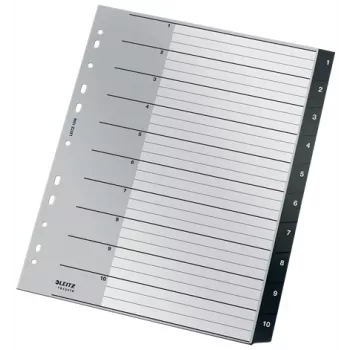 Leitz Recycle rodyklė, PP, itin plati, skaitmeninė skirtukų rodyklė, polipropilenas (PP), juoda, balta, portretinė, A4 Maxi, 160 g/m²