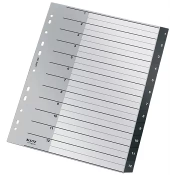 Leitz Recycle Index, PP, itin platus, skaitmeninis skirtukų indeksas, polipropilenas (PP), juoda, balta, portretinis, A4 Maxi, 160 g/m²