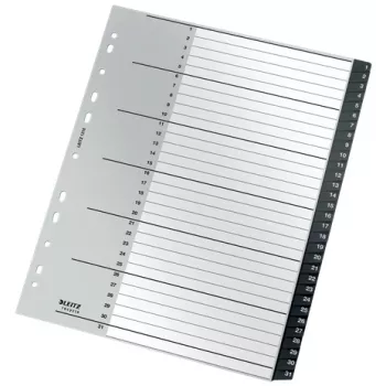 Leitz Perdirbimo Indeksas, PP, itin platus, Skaitmeninis skirtukų indeksas, Polipropilenas (PP), Juoda, Balta, Portretinė, A4 Maxi, 160 g/m²