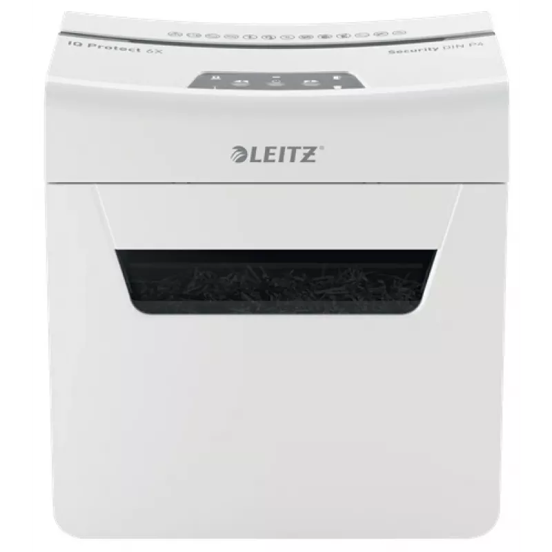 Leitz IQ Protect Premium popieriaus smulkintuvas 6X P4, 4 x 40 mm, 10 L, 100 lapų, 55 dB, lietimui jautrus, 6 lapai