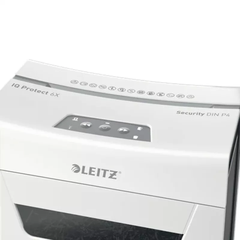 Leitz IQ Protect Premium popieriaus smulkintuvas 6X P4, 4 x 40 mm, 10 L, 100 lapų, 55 dB, lietimui jautrus, 6 lapai