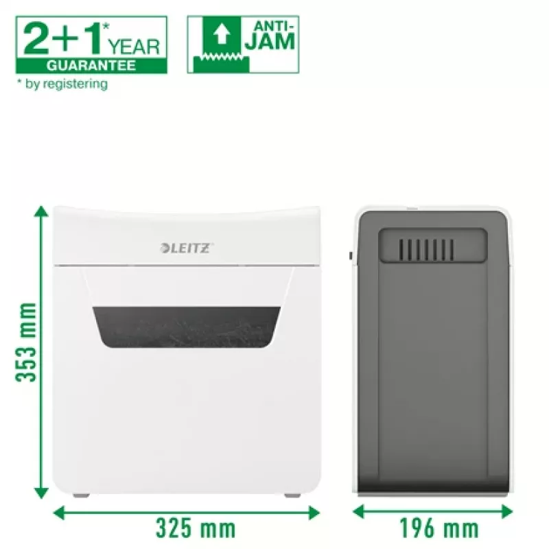 Leitz IQ Protect Premium popieriaus smulkintuvas 6X P4, 4 x 40 mm, 10 L, 100 lapų, 55 dB, lietimui jautrus, 6 lapai